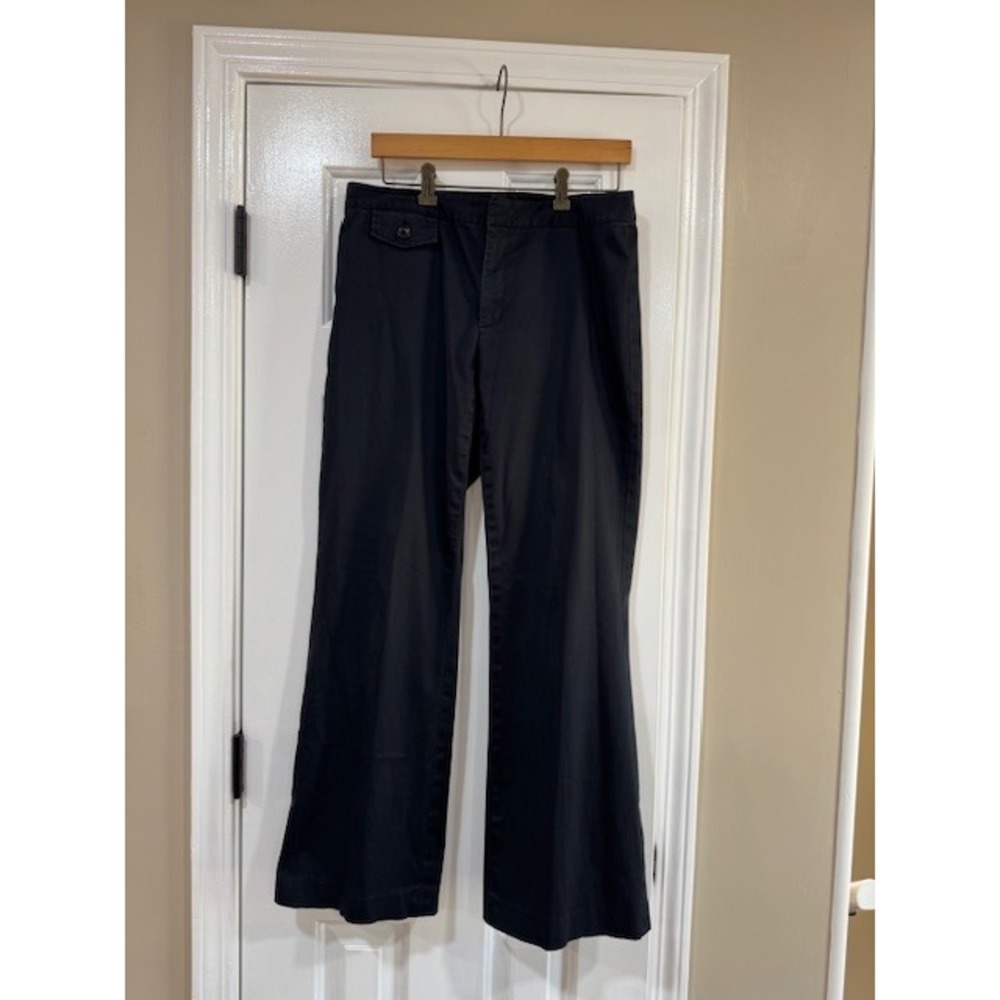 Banana Republic Navy Blue Stretch Wide Leg Trousers Size 10